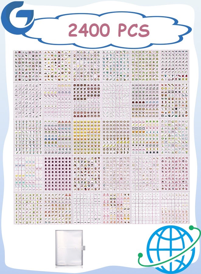 إم إكس إن 2400 قطعة من الملصقات الصغيرة ذاتية اللصق مع كتاب تخزين ملصقات فنية للأظافر للأطفال والمراهقين، ملصقات كمبيوتر محمولة وردية لطيفة لزجاجات المياه وحقيبة الهاتف - Image 1