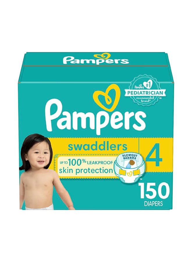 Pampers Baby Swaddlers Diapers - Size 4, 150 Count, Ultra Soft Disposable - Image 1