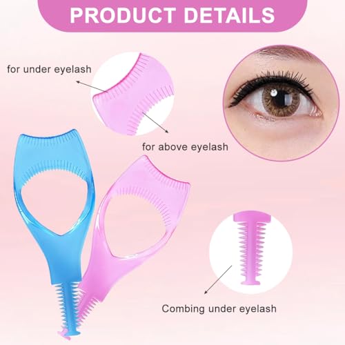 vipolish 2 Pcs Eyelash Comb Tool Dual Ended Mascara Applicator with Upper and Lower Lash Separator Professional Makeup Tools for Women Girls (Pink + Blue) - Image 4