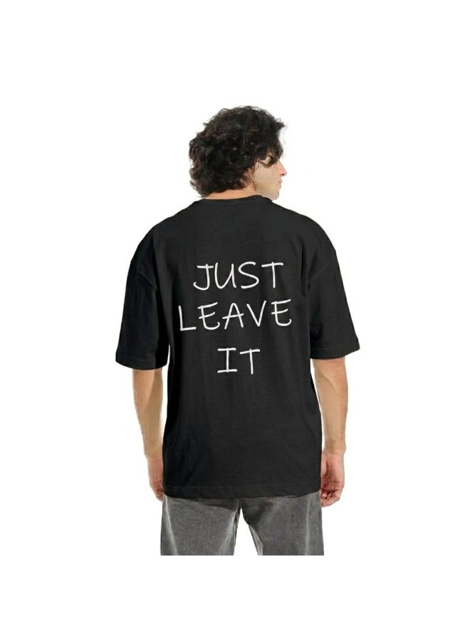 M&K Oversize Fit 100% Cotton (JUST LEAVE IT) Black - Image 1