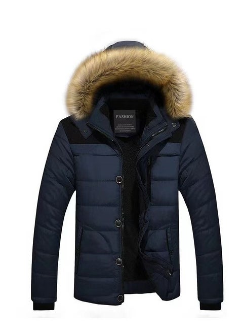 Men Can Remove Wool Collar Hat and Wool Padded Jacket
