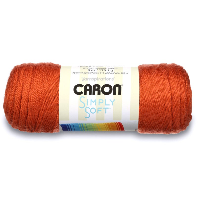 Caron Simply Soft Solids Yarn 6oz Gauge 4 Medium 100 acrylic  Pumpkin  Machine Wash  Dry