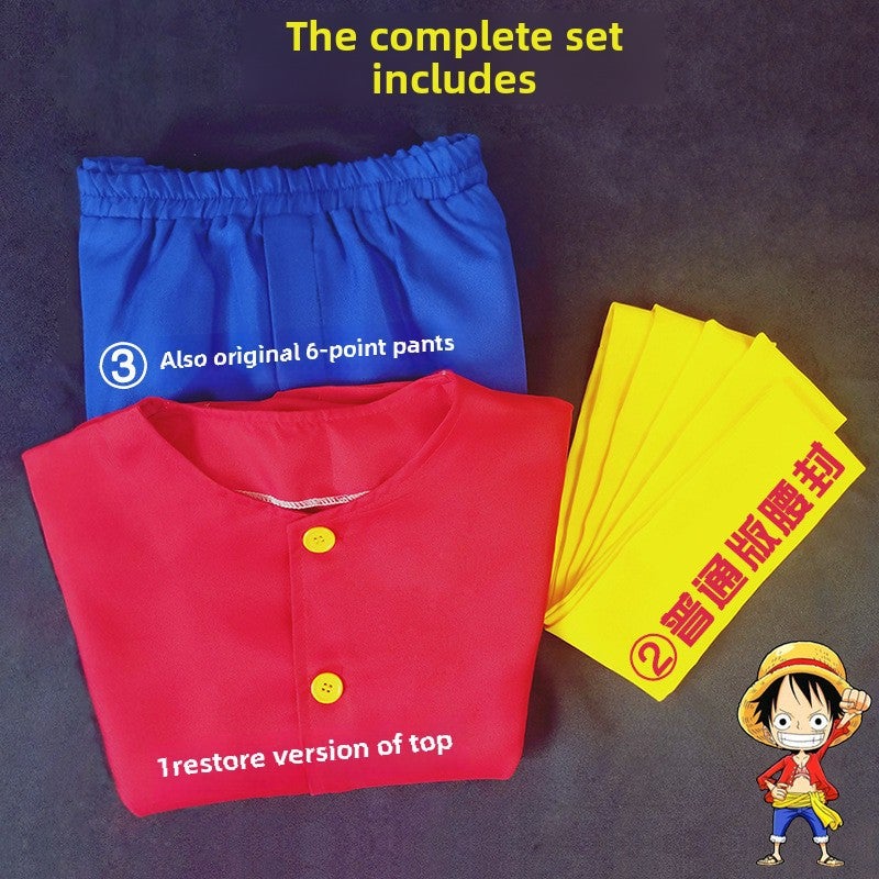 One Piece Luffy Kids Cosplay Costume 2Yr Edition Luffy clothes (jacket pants waist seal) 