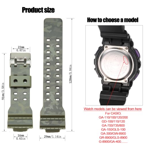 MCXGL 16mm Resin Strap Replacement for GShock ga110 ga100 ga120 gd100 g8900 Men's Rubber Watch Band - Image 2