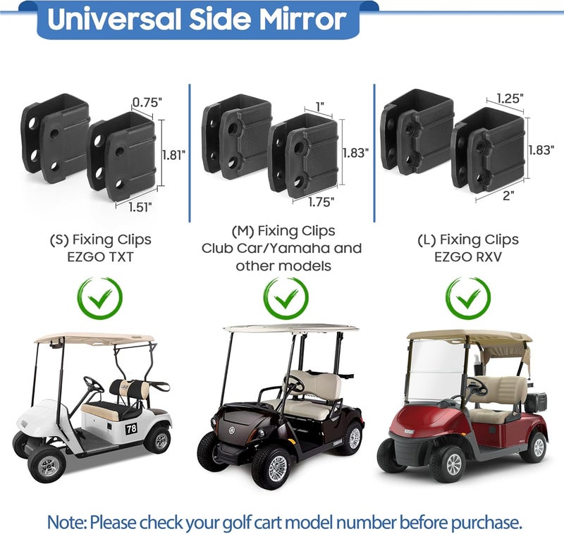 9.99WORLD MALL Golf Cart Side Mirrors - 180 Degree Rotation & Foldable HD Shatterproof Glass - Image 4