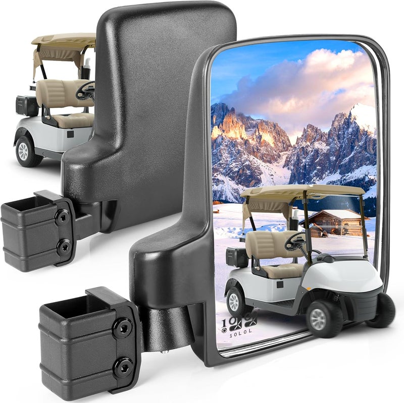 9.99WORLD MALL Golf Cart Side Mirrors - 180 Degree Rotation & Foldable HD Shatterproof Glass - Image 1
