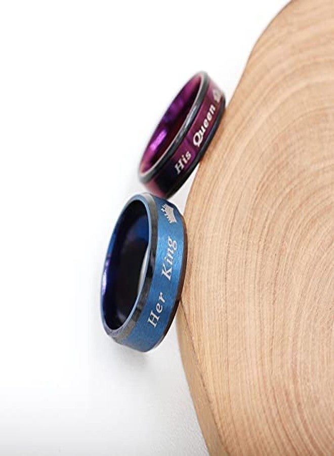 Tobestu Fashion 2-Tones King Ring, Black Blue, Matching Couples Wedding Band Engagement Valentines Jewelry for Men Y1314-2D (size 9) - Image 4
