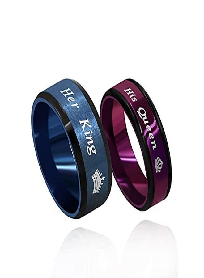 Tobestu Fashion 2-Tones King Ring, Black Blue, Matching Couples Wedding Band Engagement Valentines Jewelry for Men Y1314-2D (size 9) - Image 1