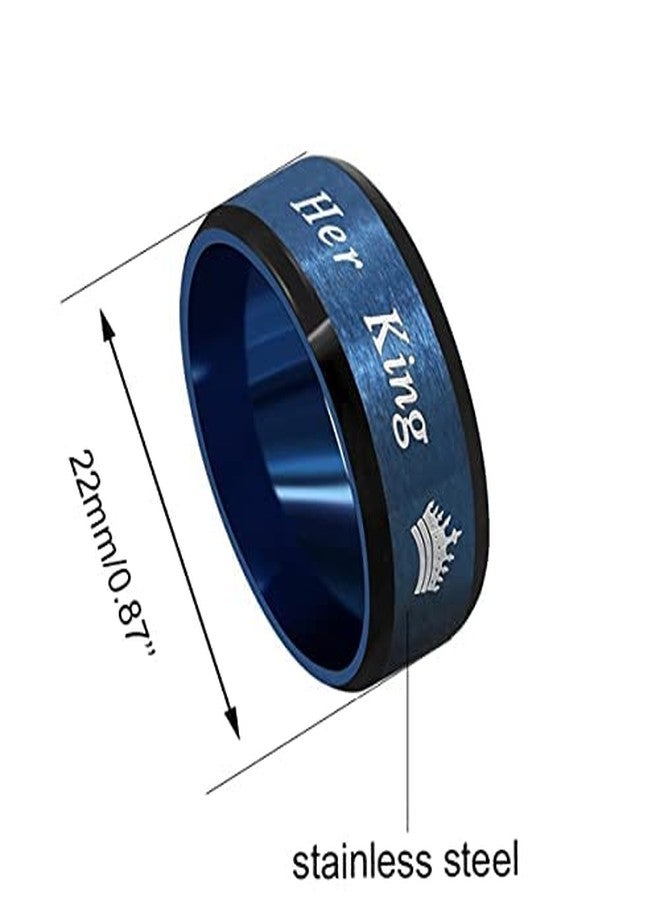 Tobestu Fashion 2-Tones King Ring, Black Blue, Matching Couples Wedding Band Engagement Valentines Jewelry for Men Y1314-2D (size 9) - Image 5