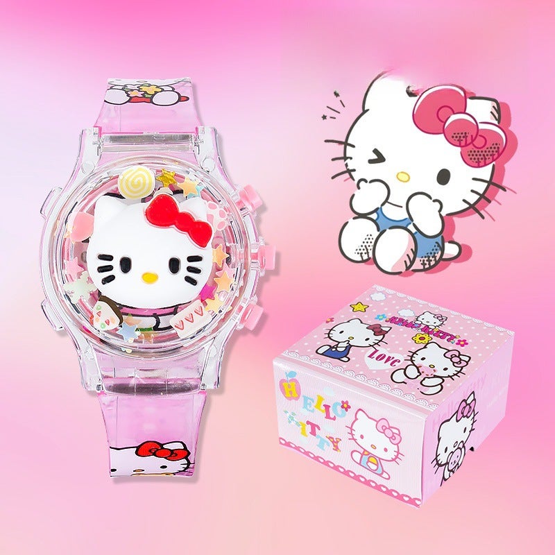 Rotating Musical Light-Up Kids Watch KT meow opp bag 