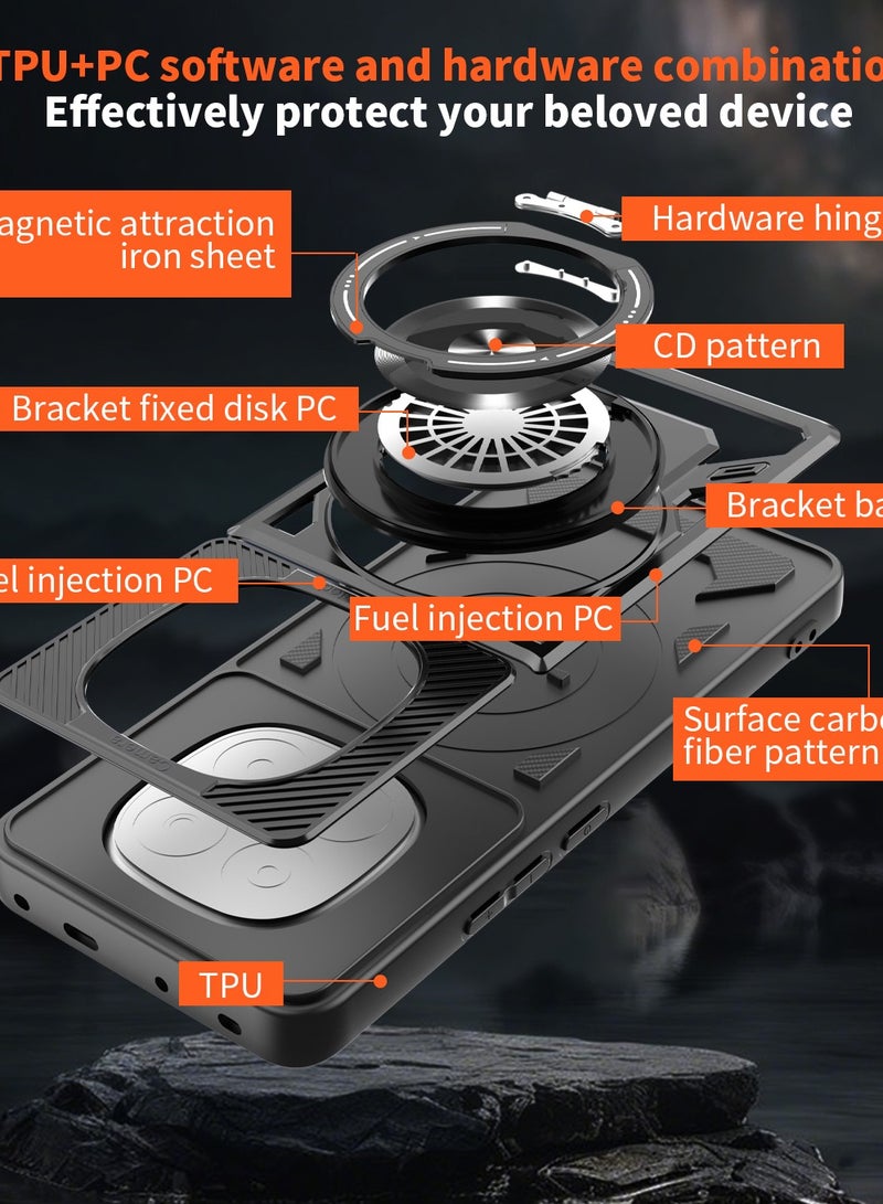 Case Cover Shock Resistant Protect Camera TPU + PC Compatible with Redmi Note 14 Pro Plus 5G (Black) - Image 2