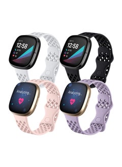 Y&D Elastic Strap Compatible with Fitbit Versa 3 for Sense Strap,Adjustable Nylon Sports Straps Women Men, Breathable（4Pcs）  - Image 1
