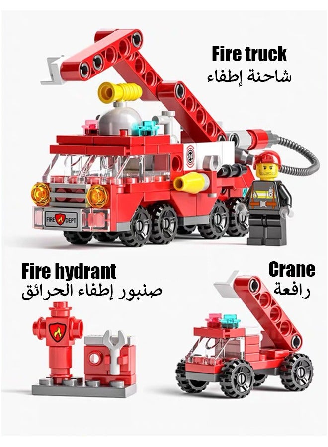 142PCS City Fire Truck Building Set,6 in 1 Fire Rescue Vehicles Building Blocks, Mini Fire Truck Building Blocks Set  for Boys and Girls  Age 6-12,Role Play Toy for Boys & Girls, Kid Car Toy Fire Truck,City Fire Mobile Command Center Truck Building Block,Firetruck Model Building Toys Gift for Boys Age 6-12 - Image 3