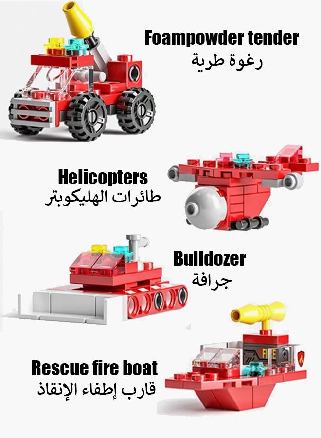 142PCS City Fire Truck Building Set,6 in 1 Fire Rescue Vehicles Building Blocks, Mini Fire Truck Building Blocks Set  for Boys and Girls  Age 6-12,Role Play Toy for Boys & Girls, Kid Car Toy Fire Truck,City Fire Mobile Command Center Truck Building Block,Firetruck Model Building Toys Gift for Boys Age 6-12 - Image 4