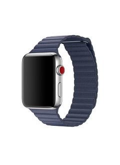 Leather Replacement Band For Apple Watch 45mm/44mm/42mm Dark Blue
