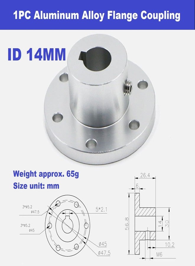MiJunHD Aluminum Alloy Flange Coupling, 14 mm Inner Dia with Locking Key Slot, Flange Shaft Connector for Connecting Motor and Wheel DIY Model RC Parts (1Piece） - Image 2