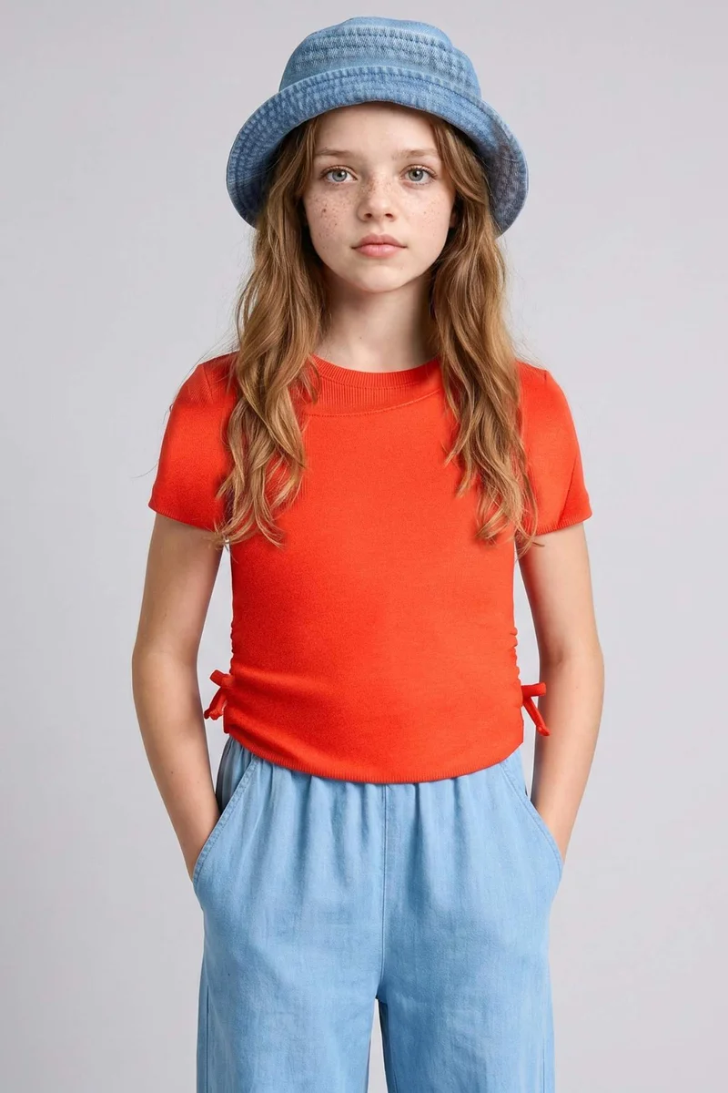 ديفاكتو Girl Short Sleeve Red T-Shirt