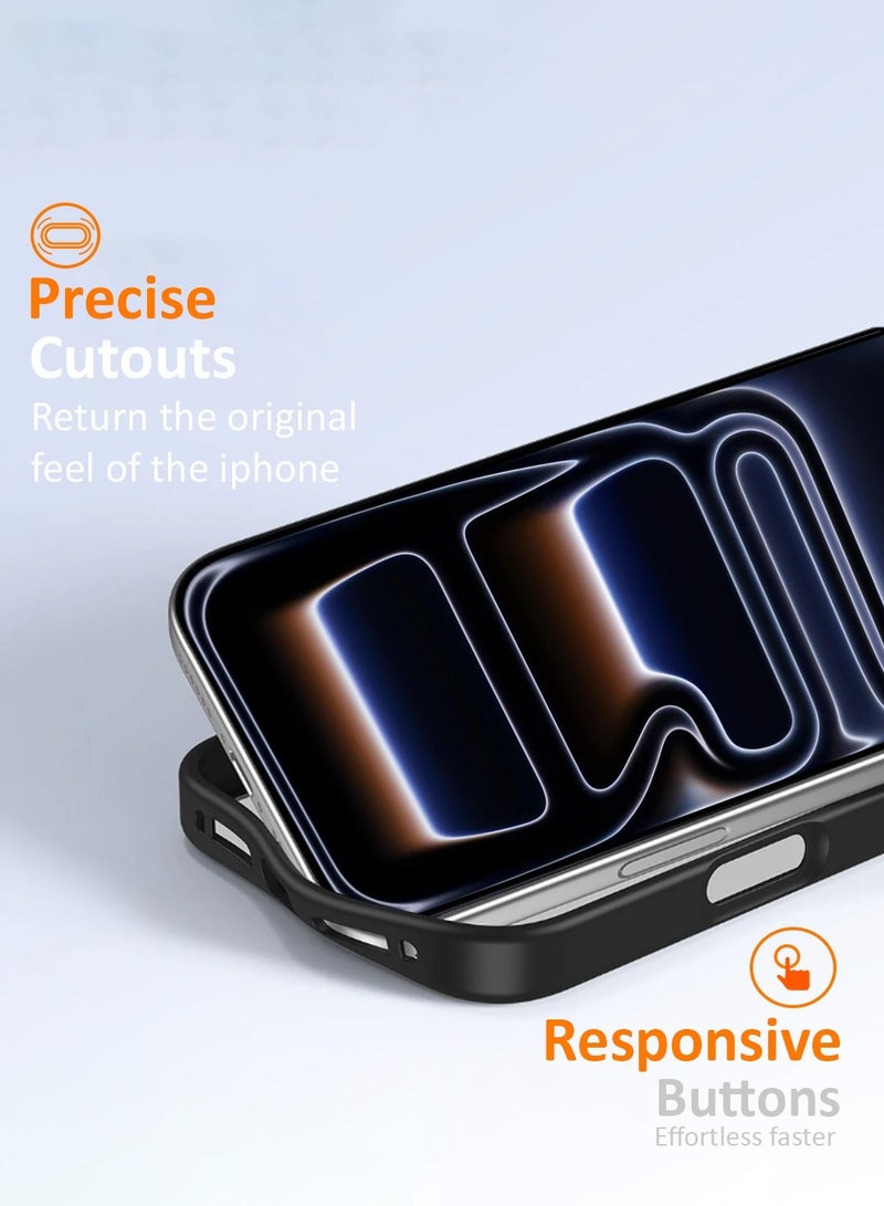 Techie حافظة آبل آيفون 17 برو ماغسيف – غطاء شفاف مضاد للصدمات، خلفية أكريليك صلبة مضادة للاصفرار مع TPU + PC، متوافقة مع الشحن اللاسلكي – حافة سوداء - Image 5