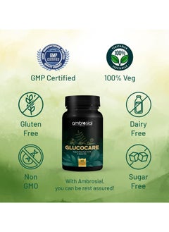 ambrosial Glucocare Bitter Melon Neem Black Plum (Jamun) Sugar Support 100% Natural Ingredients Pack Of 2-120 Tablets  - Image 2