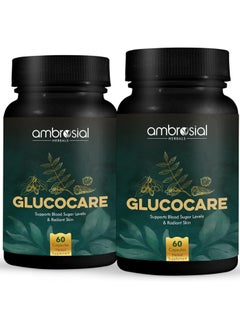 ambrosial Glucocare Bitter Melon Neem Black Plum (Jamun) Sugar Support 100% Natural Ingredients Pack Of 2-120 Tablets  - Image 1