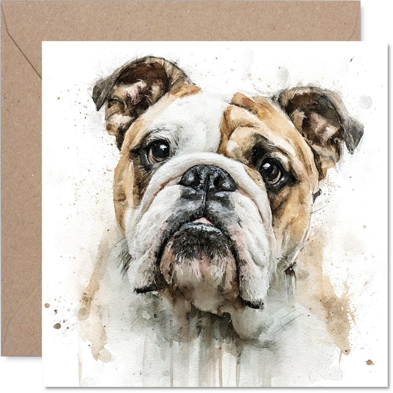 Stuff4 بطاقة عيد ميلاد Stuff4 Bulldog للرجال والنساء - سلالات الكلاب - بطاقة عيد ميلاد سعيد للعم والأخ وابن العم والصديق، بطاقات تهنئة بعيد الميلاد مقاس 5.7 بوصة - Image 1