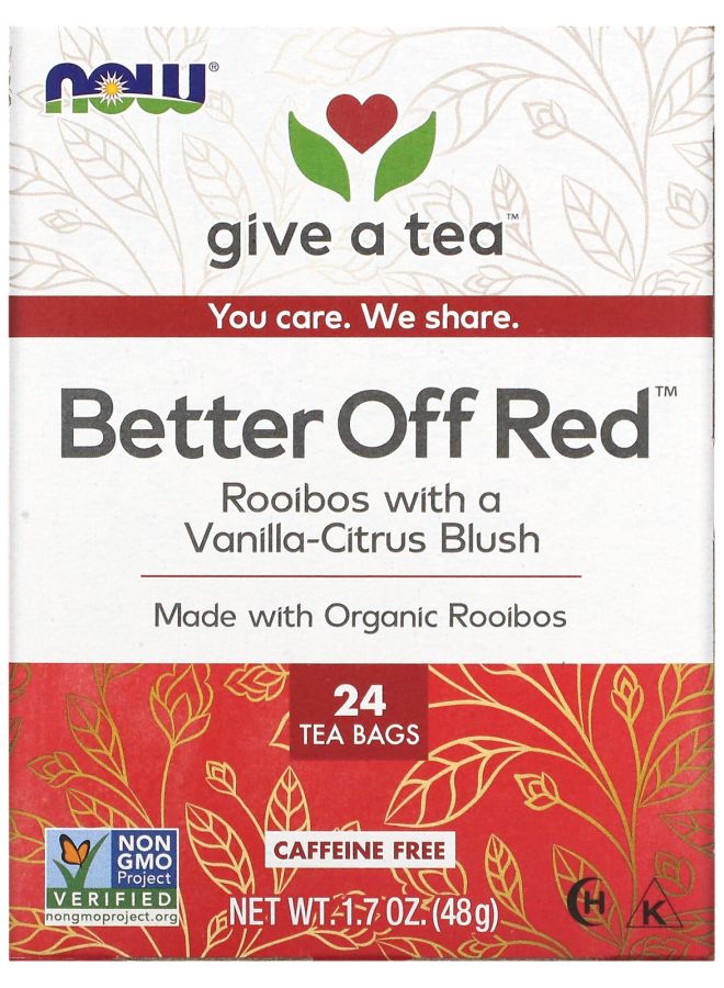 now Better Off Red Roobios With a Vanilla-Citrus Blush Caffeine-Free 24 Tea Bags 1.7 oz (48 g) 