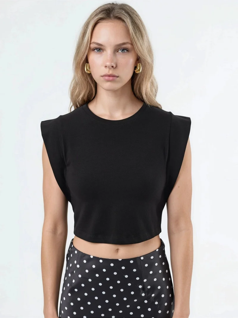 Busem BUSEM Crew Neck Cotton Blend Sleeveless Crop Top