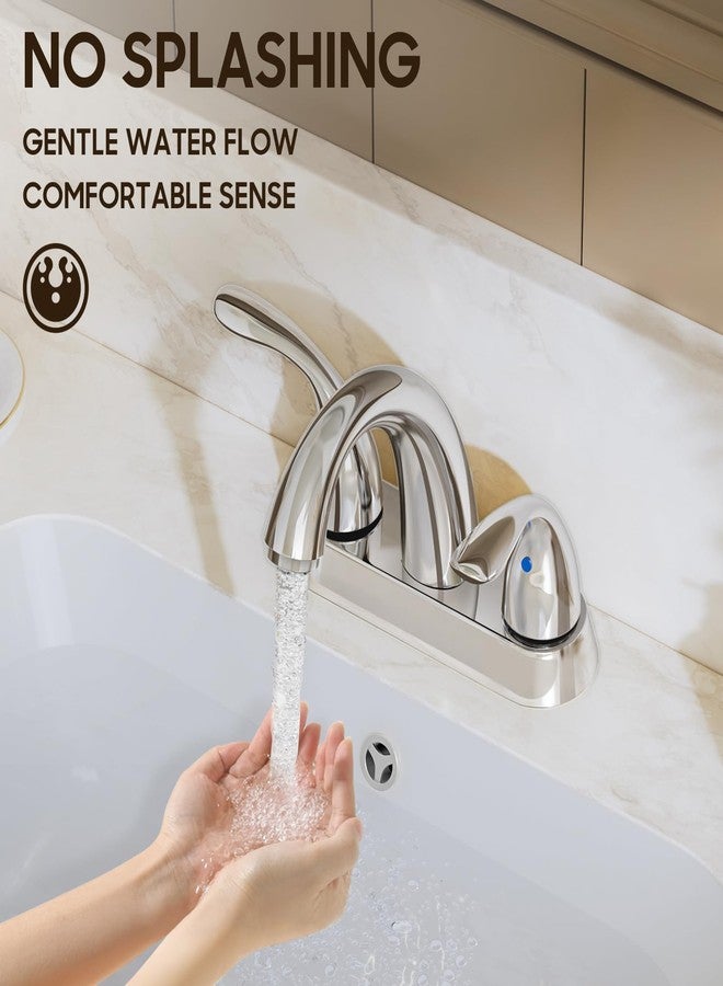phiestina Chrome 4 Inch 2 Handle Centerset 3Hole Bathroom Faucet, Bathroom Faucet with Copper Pop Up Drain and Water Supply Lines, BF008-5-C - Image 5