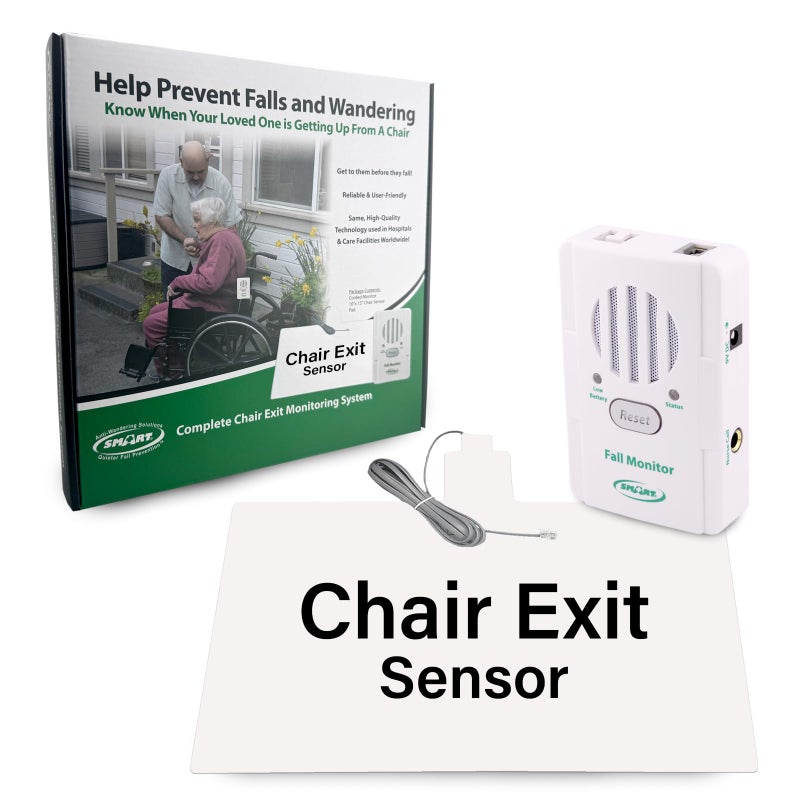 Smart Caregiver Fall Prevention Monitor and Weight Sensing Chair Pad Alerts Caregiver When They Get Up from Chair Chair Exit Alert for Elderly 1 Year Warranty