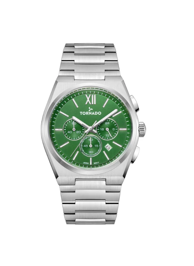 تورنيدو Men's Multi Function Display Watch With Silver Stainless Steel Strap - T24105-SBSH