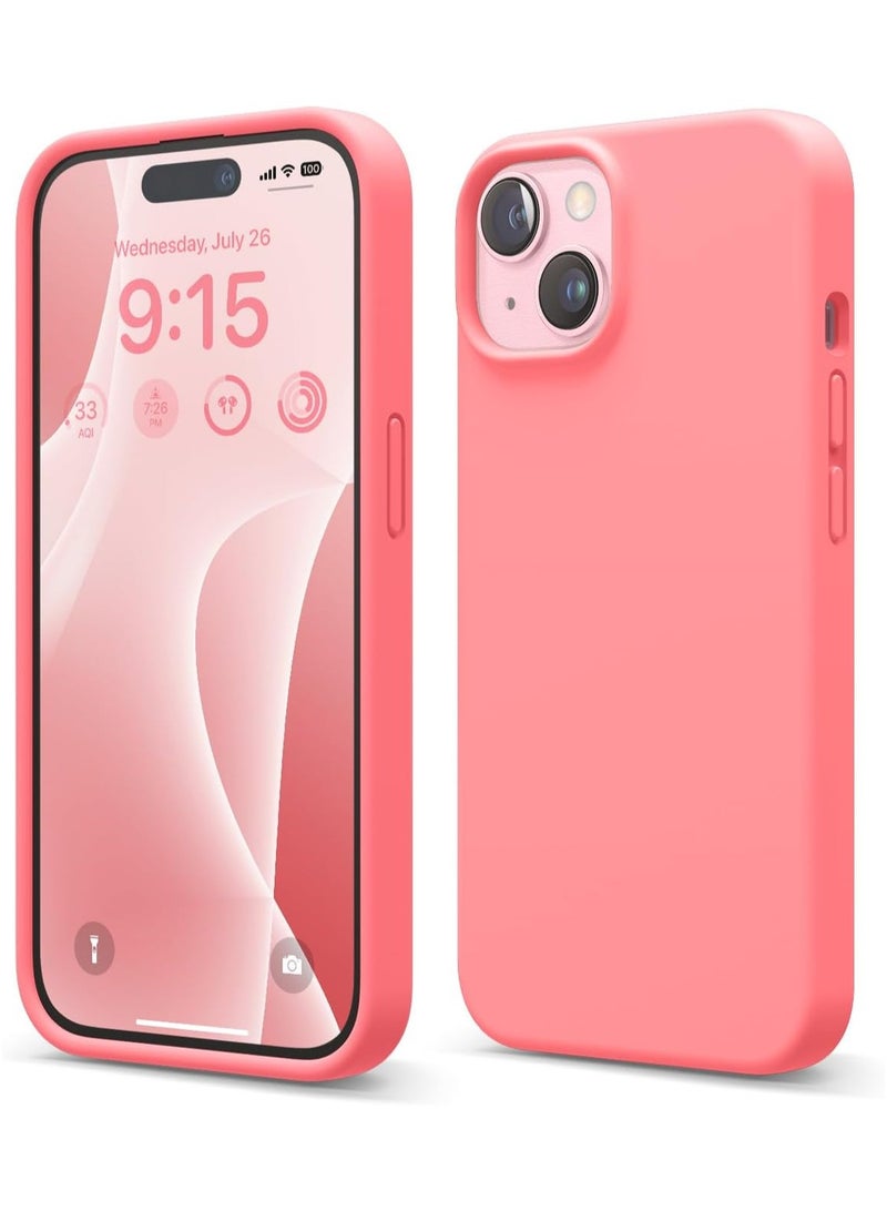 elago Liquid Silicone for iPhone 15 case cover Full Body Protection, Shockproof, Slim, Anti-Scratch Soft Microfiber Lining - Pink - Image 1