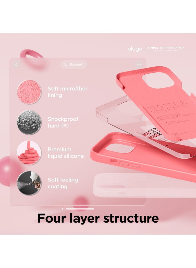 elago Liquid Silicone for iPhone 15 case cover Full Body Protection, Shockproof, Slim, Anti-Scratch Soft Microfiber Lining - Pink - Image 4