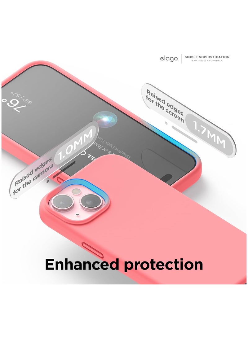 elago Liquid Silicone for iPhone 15 case cover Full Body Protection, Shockproof, Slim, Anti-Scratch Soft Microfiber Lining - Pink - Image 5