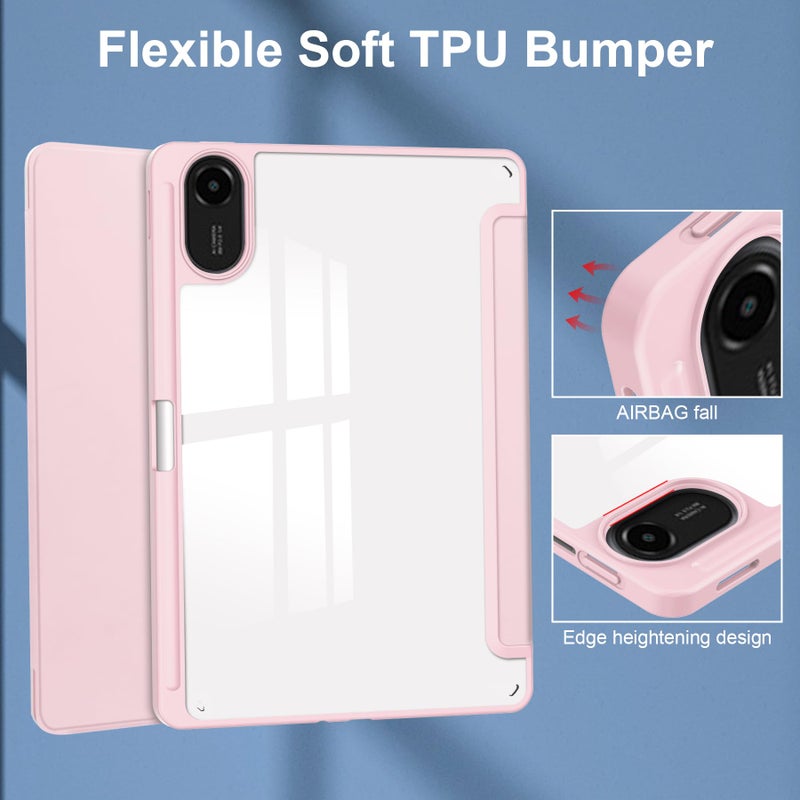 Gylint Case for Xiaomi Redmi Pad 2 11 inch 2025, Hybrid Slim Case Cover [Built-in Pencil Holder] Shockproof Cover with Clear Transparent Back Shell for Xiaomi Redmi Pad 2 Pink - Image 5