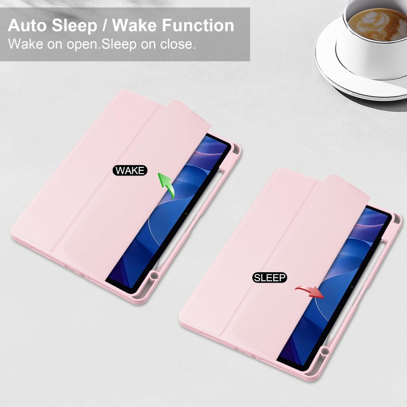 Gylint Case for Xiaomi Redmi Pad 2 11 inch 2025, Hybrid Slim Case Cover [Built-in Pencil Holder] Shockproof Cover with Clear Transparent Back Shell for Xiaomi Redmi Pad 2 Pink - Image 2
