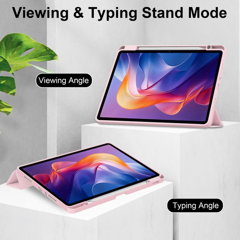 Gylint Case for Xiaomi Redmi Pad 2 11 inch 2025, Hybrid Slim Case Cover [Built-in Pencil Holder] Shockproof Cover with Clear Transparent Back Shell for Xiaomi Redmi Pad 2 Pink - Image 3