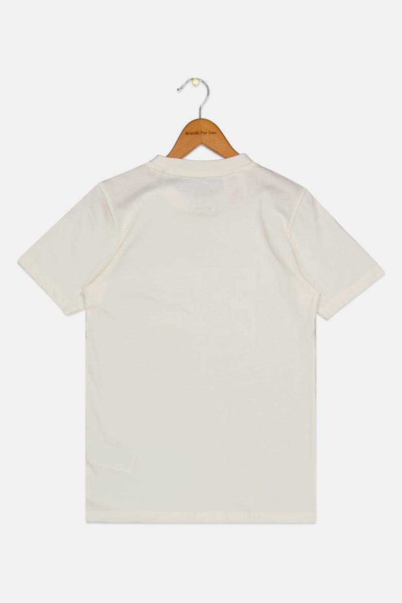 Adidas Kids Boy Sportswear Fit Short Sleeve Outdoor T-Shirt, Off White - Image 3