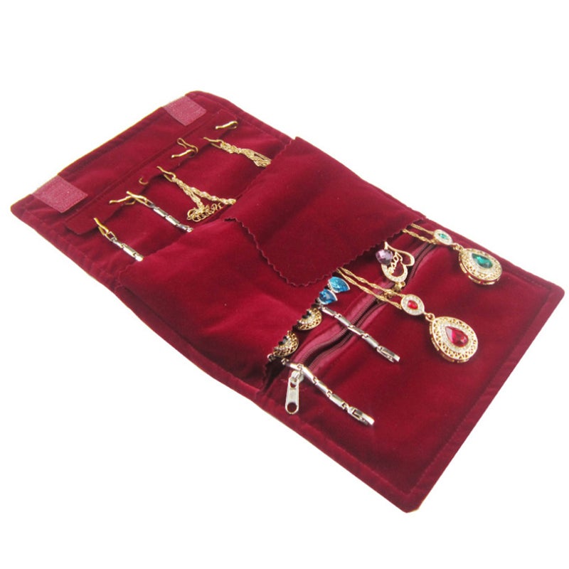 1pc Multifunctional Rings Earrings Bracelets Jewelry Lint Storage Roll Jewelry Storage Organizer for Women Girls (Red) - Image 5