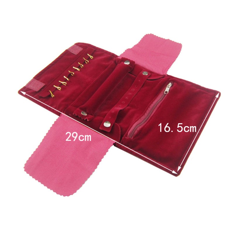 1pc Multifunctional Rings Earrings Bracelets Jewelry Lint Storage Roll Jewelry Storage Organizer for Women Girls (Red) - Image 4