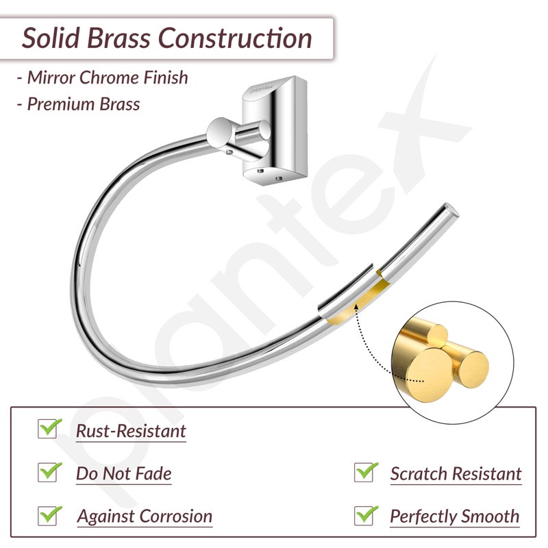 Plantex Pure Brass Towel Holder for Wash Basin/Napkin Holder/Towel Ring/Bathroom Accessories - (Chrome Finish) Superb - Image 2
