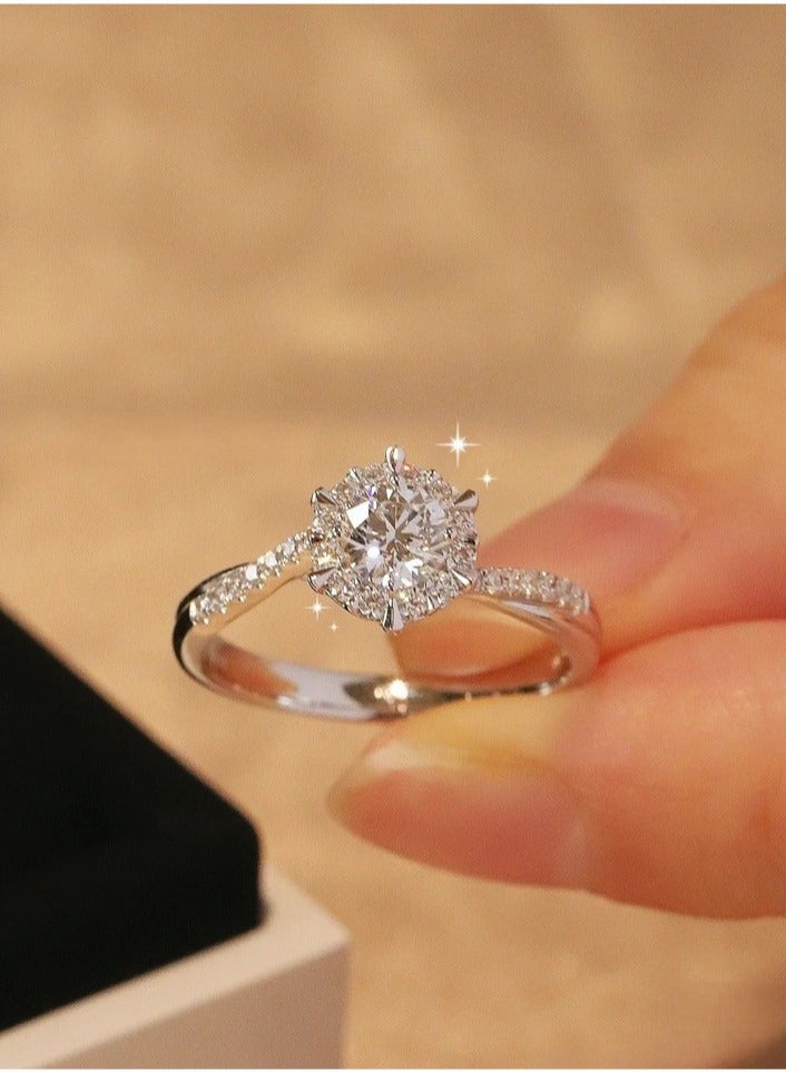 أوليس فيرس  قطعتان من خواتم المويستنايت اللامعة للنساء - تصميم مفتوح قابل للتعديل، مظهر يشبه الألماس، مناسب للتركيب - Image 2