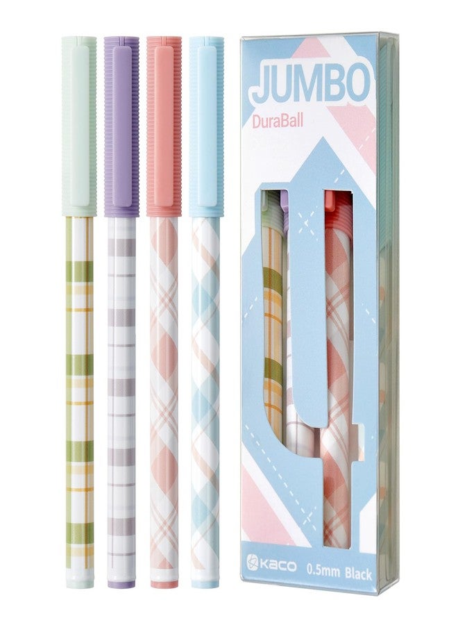 Kaco JUMBO Gel Ink Pens Disposable 4 Pieces Black Ink, 1600M Long Lasting Writing Length Cute School Office Stationery Supplies Quick Drying - Image 1