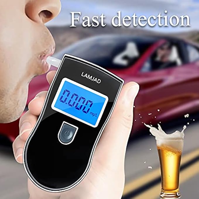 rayihni Breathalyzer, Professional Breathalyser with Blue Backlight LCD Screen, Portable Breath Alcohol Tester with 20 Mouthpieces for Personal and Professional Use - Image 3