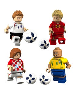 XINH 4PCS Football Star Series Characters Mini Action Figures Set, High Quality Mini Soccer Figures Series Stitching Toys Playsets for Desktop Decorations/Collectibles, Gifts for Fans  - Image 1