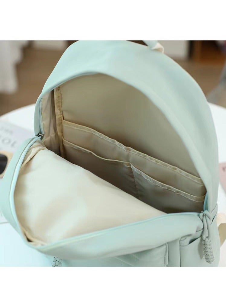 SIJINIAO Student bag suitable for laptops, leisure backpacks, waterproof backpacks, student backpacks, green - Image 4