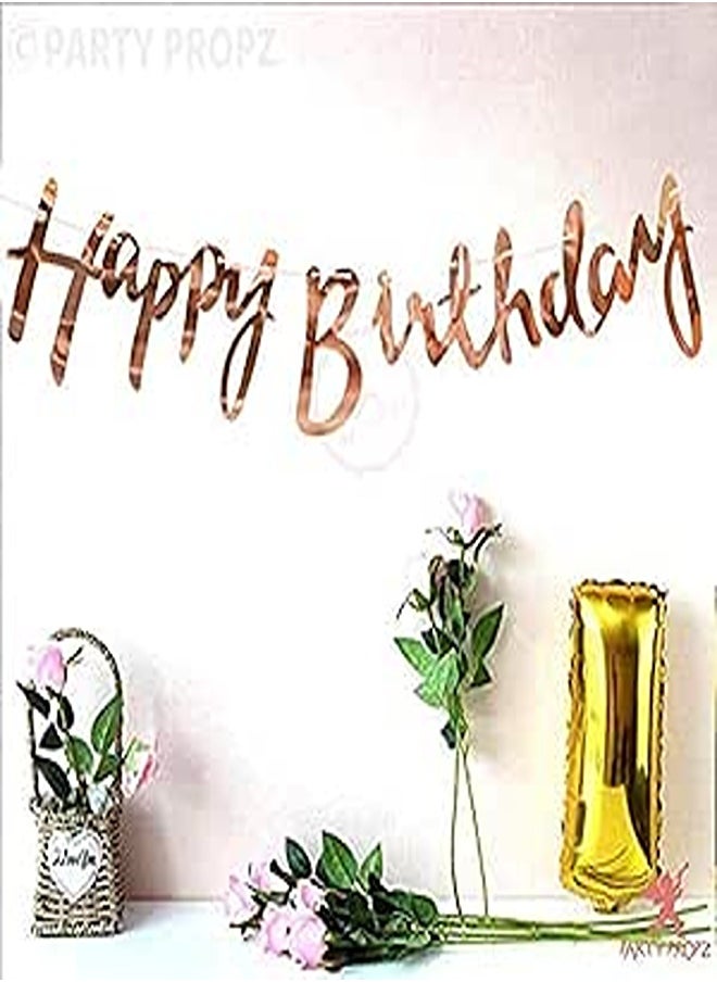 Party Propz Rose Gold Birthday Banner for Happy Birthday Decorations Items, Birthday Banner for Decoration 