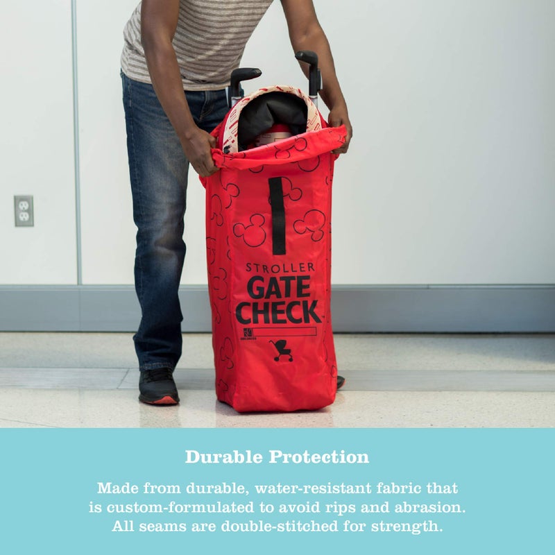 J.L. Childress Disney Baby Gate Check Bag for Umbrella Strollers - Travel Bag for Airplane, Fits Most Single Umbrella Baby Strollers, Airport Accessories for Gate Check - Mickey Mouse, Red - Image 4