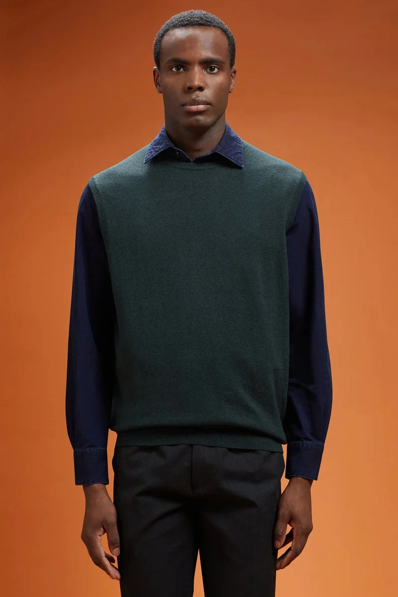 دوبل غانغر Men's crew neck tank top - Forest Green