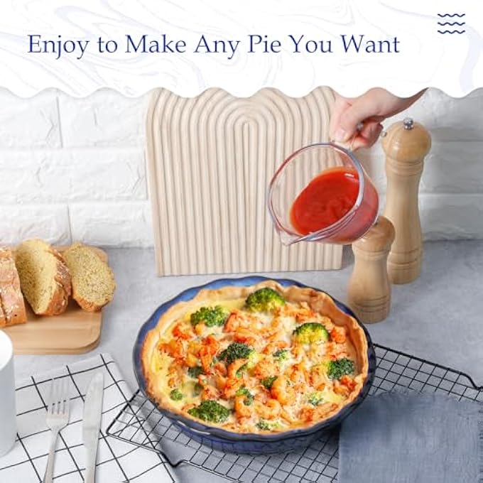 NUTRIUPS Ceramic Deep Baking Dish Oven Proof 255Cm Large Pie Dish Dishes Blue Porcelain Lasagne Dish Blue - Image 4