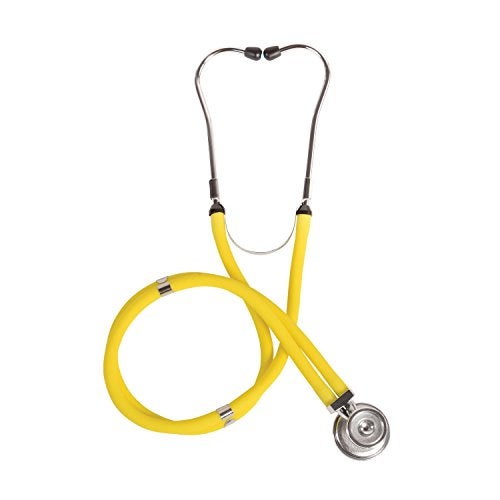 MABIS Stethoscope Sprague Rappaport 5 in 1 for Heart Sounds and Murmurs on Adult, Pediatric and Infants, 5 Interchangeable Chest Pieces, 3 Bells and 2 Diaphragms, 22 Inch Y Tubing, Retail Box, Yellow - Image 3